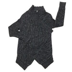 Margaret‎ O'Leary Cardigan Women Small Black Cashmere Angora Wool Asymmetrical